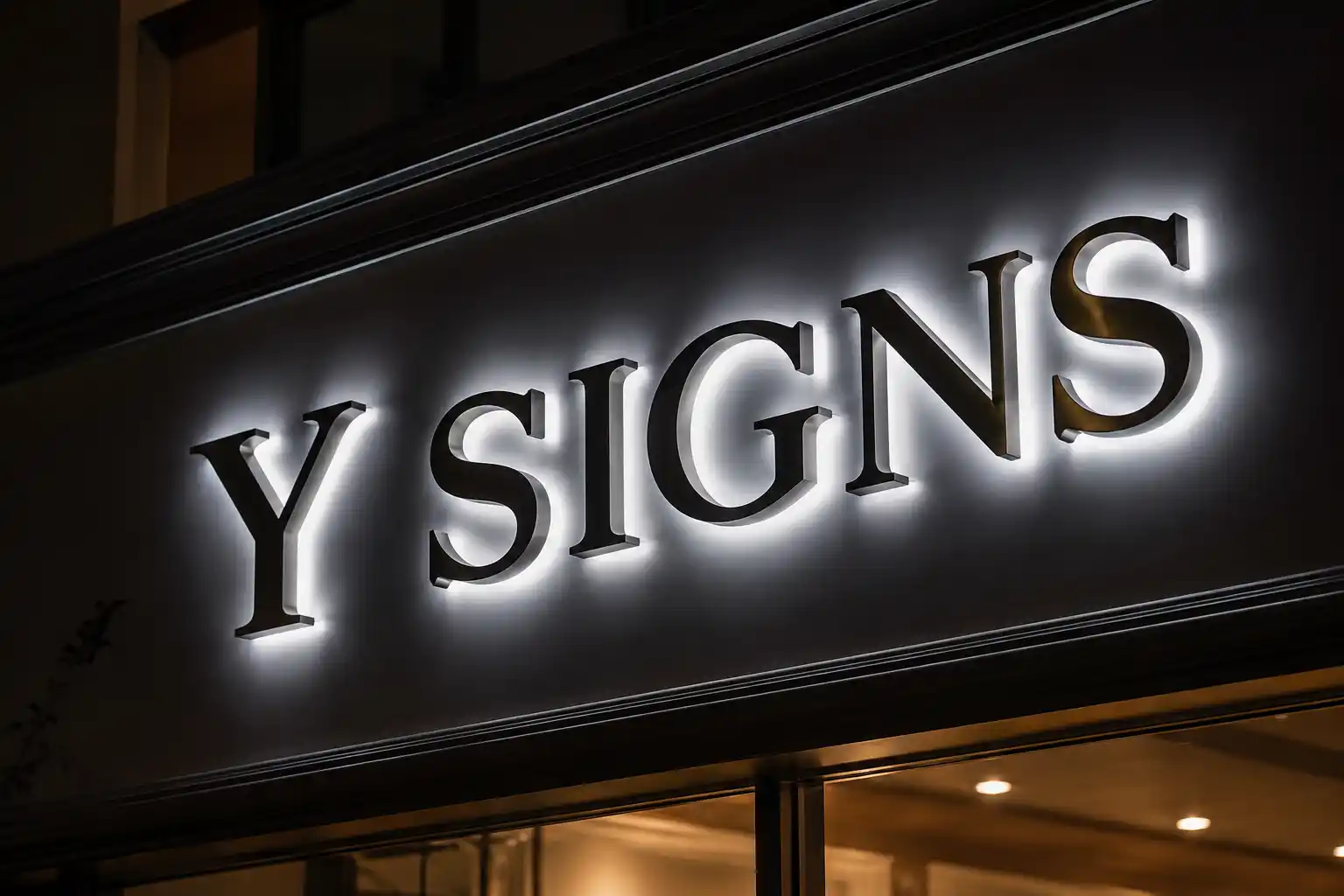 Premium backlit channel letters lighting a storefront at night