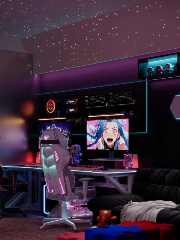 A Sweet-and-Cool E-Sports Room Designed for a Queen