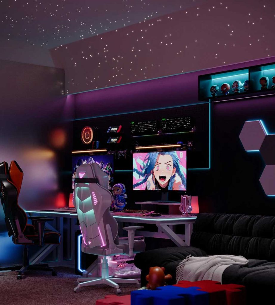 A Sweet-and-Cool E-Sports Room Designed for a Queen