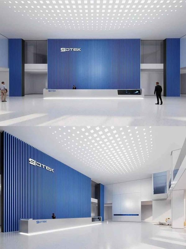 Design Inspiration | Blue-White Tech-Style Corporate Lobby Design