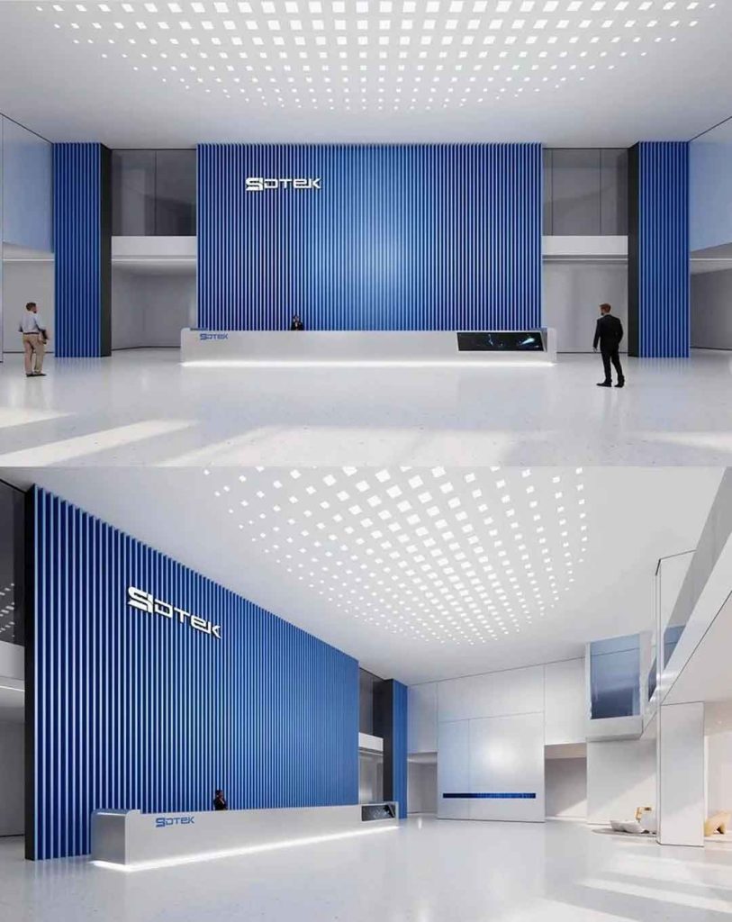 Design Inspiration | Blue-White Tech-Style Corporate Lobby Design