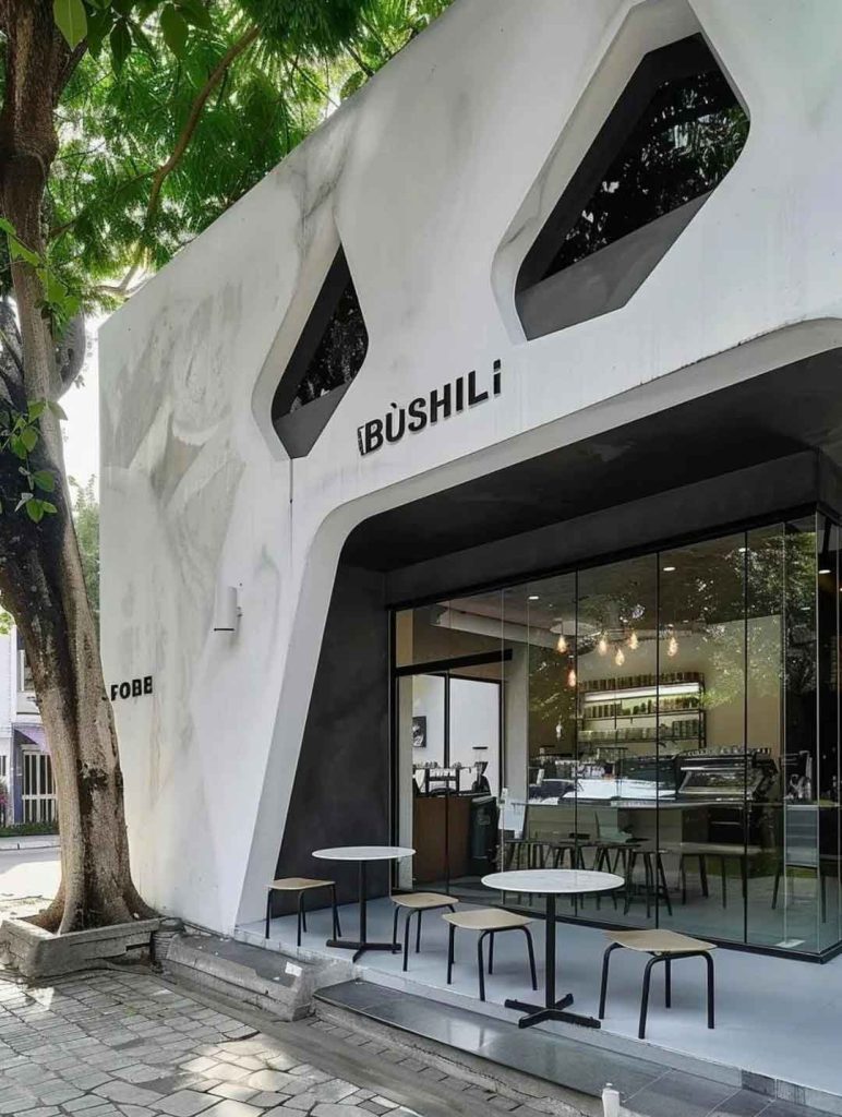 Dark Industrial-Style Coffee Shop Storefront Design Case