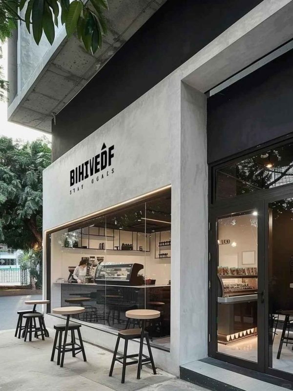 Dark Industrial-Style Coffee Shop Storefront Design Case