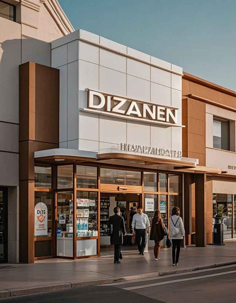 High-End Pharmacy Storefront Rendering Design