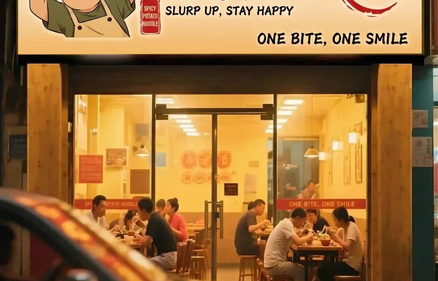 Street Food Signage Design Case: POTATO NOODLE CLAY POT