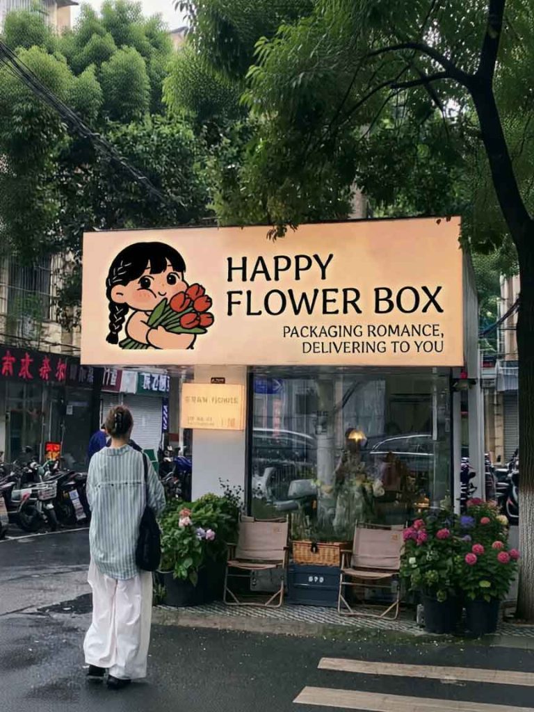 Floral Shop Signage Design Case: Happy Flower Box