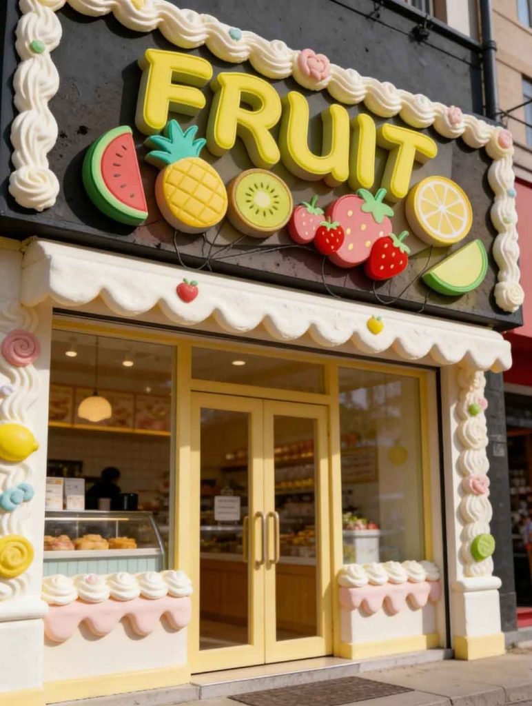 These illuminated signs turn the shop into a fairy-tale town