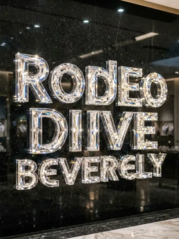 Luxe Gem Jewelry Store Signage on Rodeo Drive Beverly Hills