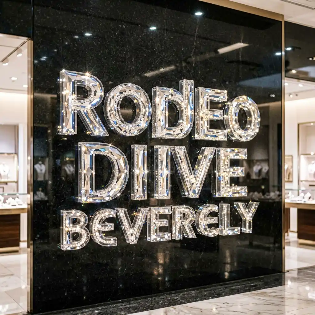Luxe Gem Jewelry Store Signage on Rodeo Drive Beverly Hills