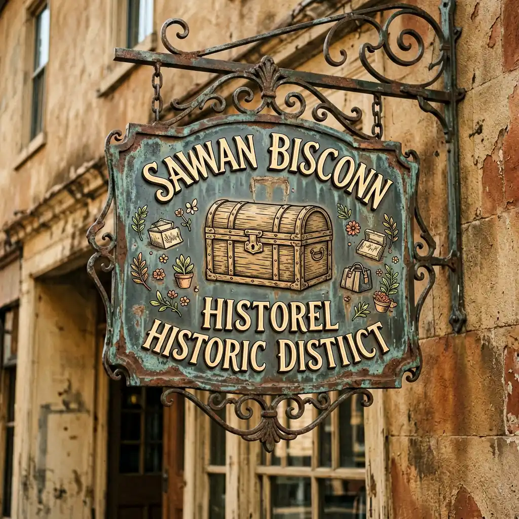 curio-keepsake-gift-shop-signage-savannah-historic-district storefront sign
