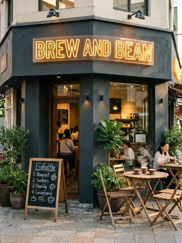 A Warm Neighborhood Coffee Shop Sign for Brew & Bean — Portland Pearl District