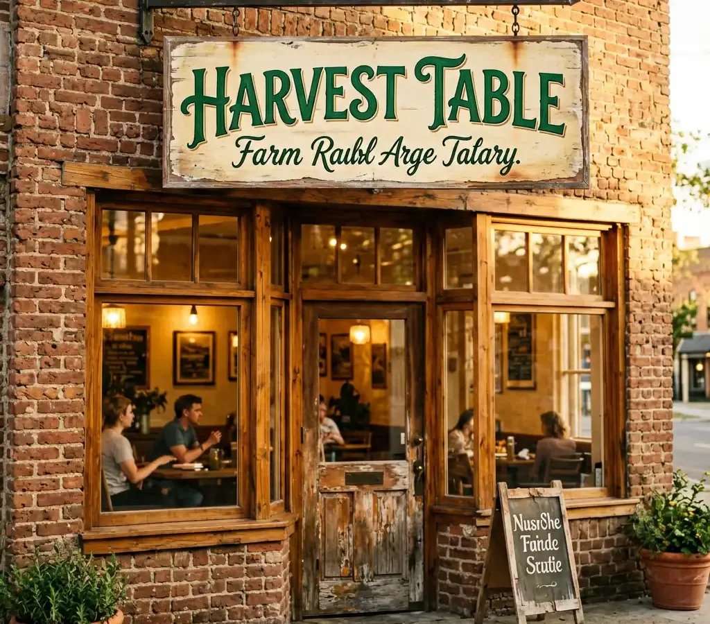 Rustic Elegance Harvest Table Farm to Table Restaurant Sign in Austin