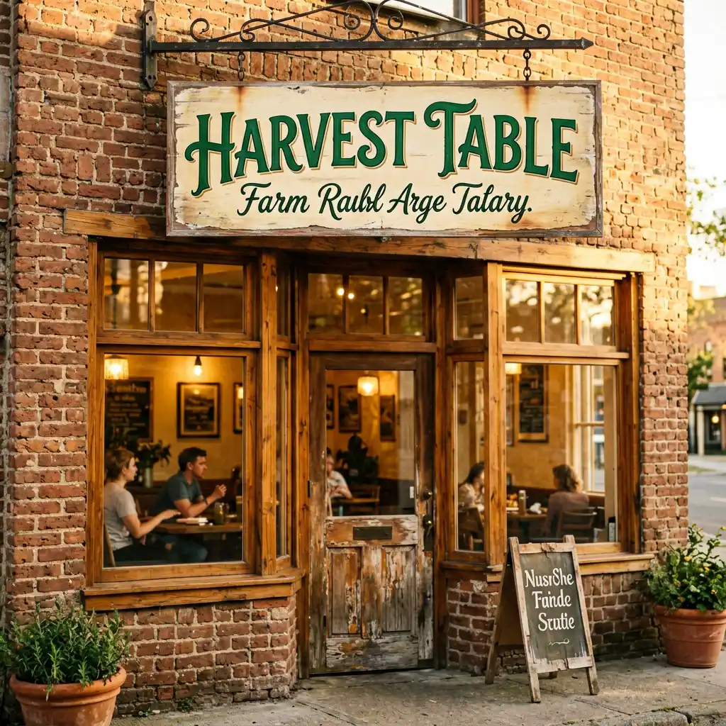 Rustic Elegance Harvest Table Farm to Table Restaurant Sign in Austin