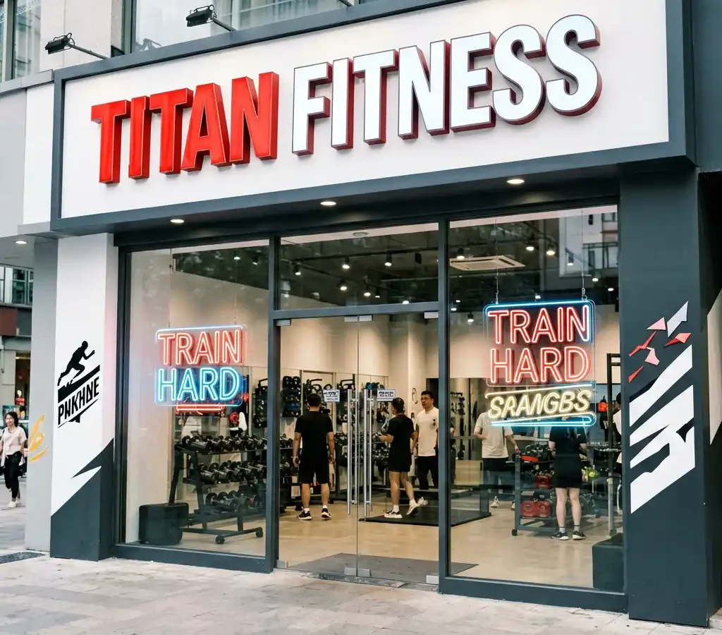 Energetic and Bold Titan Fitness Studio Storefront Sign in Chicago West Loop