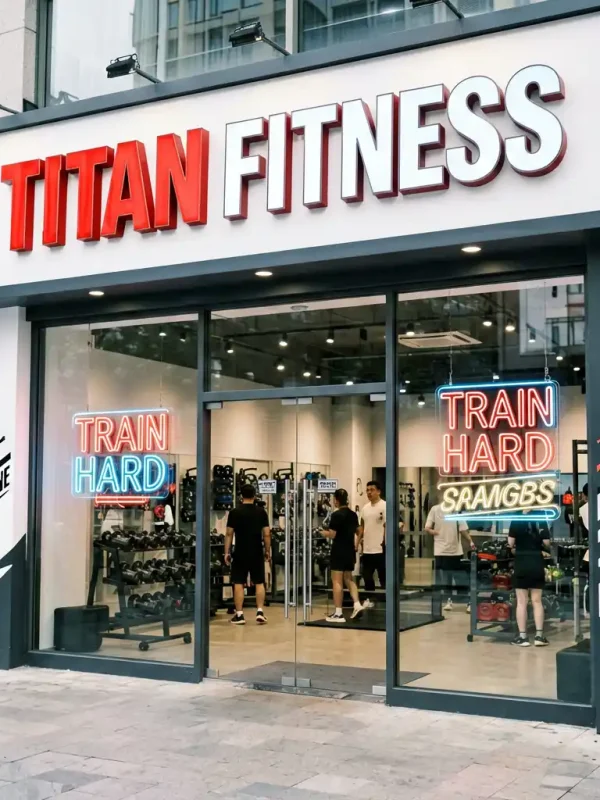 Energetic and Bold Titan Fitness Studio Storefront Sign in Chicago West Loop