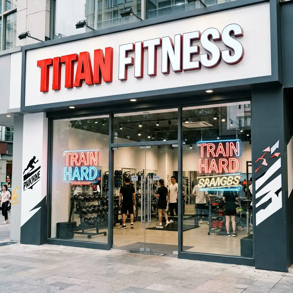 Energetic and Bold Titan Fitness Studio Storefront Sign in Chicago West Loop