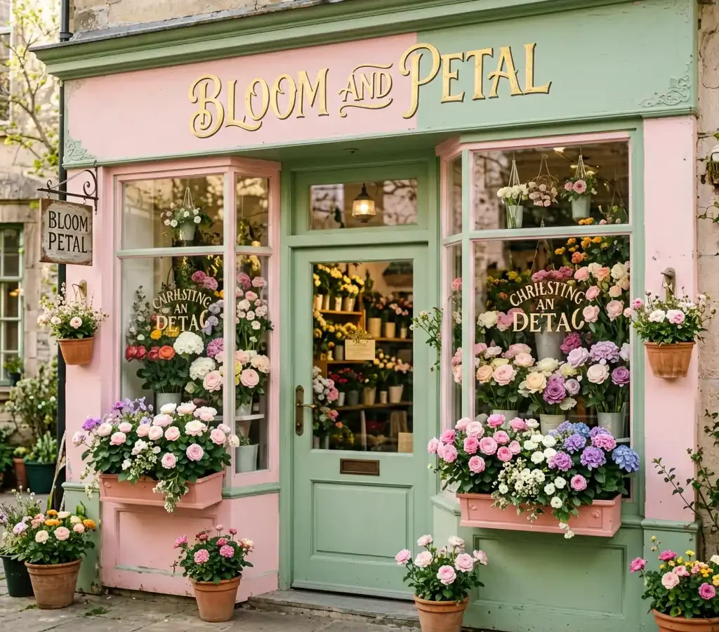 Whimsy and Romance Bloom and Petal Floral Shop Sign in Charleston French Quarter