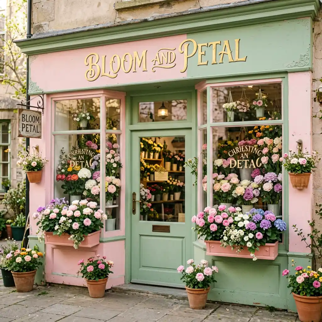 Whimsy and Romance Bloom and Petal Floral Shop Sign in Charleston French Quarter