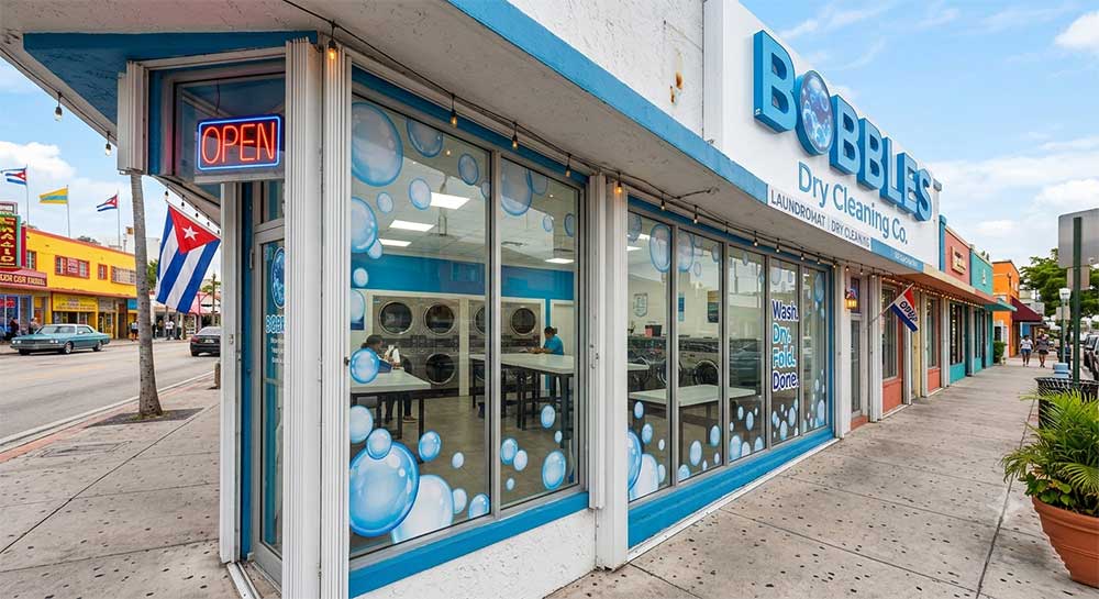 Laundromat Signage Design Case: Bubbles & Dry Cleaning Co.