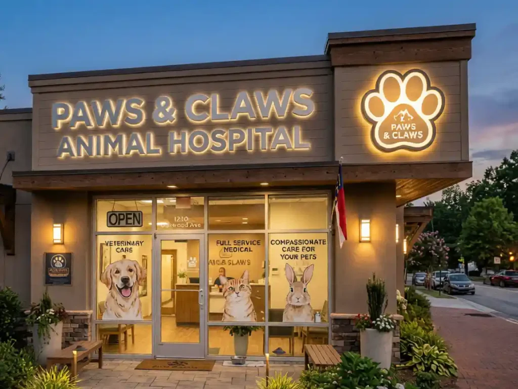 Veterinary Clinic Signage Design Case: Paws & Claws Animal Hospital