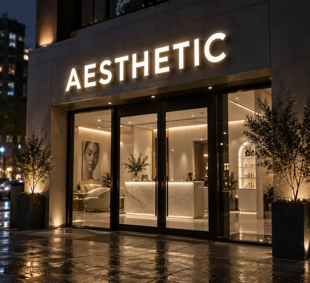 Aesthetic Clinic Front Lit Channel Letters — Day sample