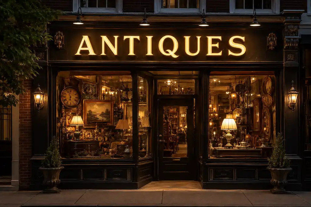 Antiques Channel Letters — Day sample