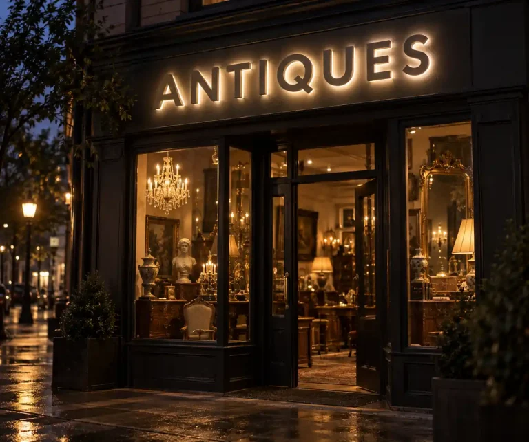 Antiques Halo Lit Channel Letters