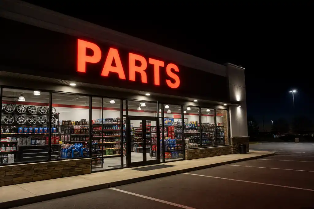 Auto Parts Channel Letters — Day sample