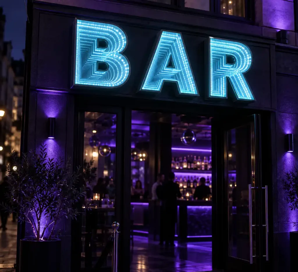 Bar & Nightclub Infinity Mirror Letters — Day sample