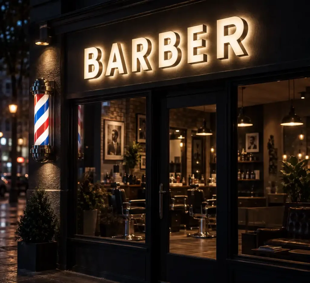Barber Shop Halo Lit Channel Letters — Day sample