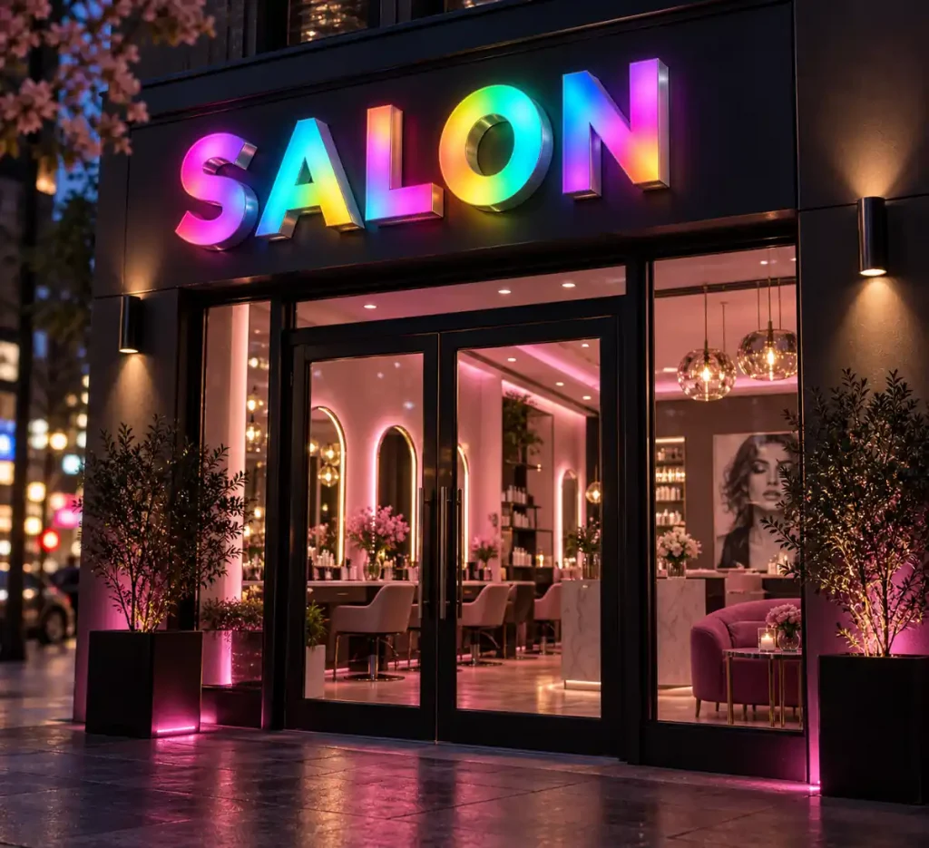 Beauty Salon Dynamic Luminous Sign — Day sample