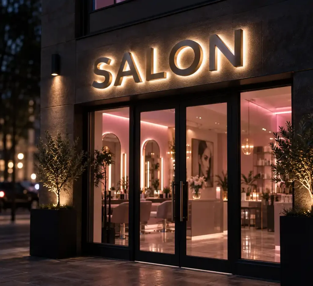 Beauty Salon Halo Lit Channel Letters — Day sample