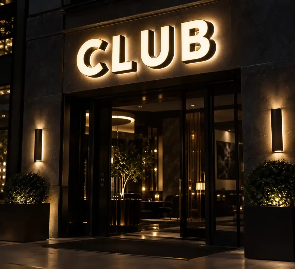 Business Club Front and Back Lit Sign — Day sample