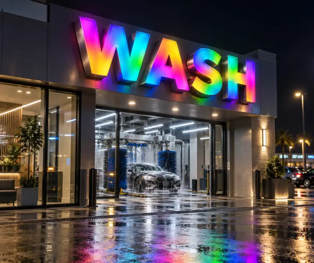 Car Wash Dynamic Luminous Sign — Day sample