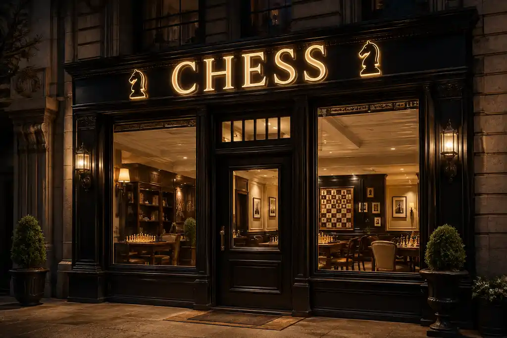 Chess Club Channel Letters — Day sample