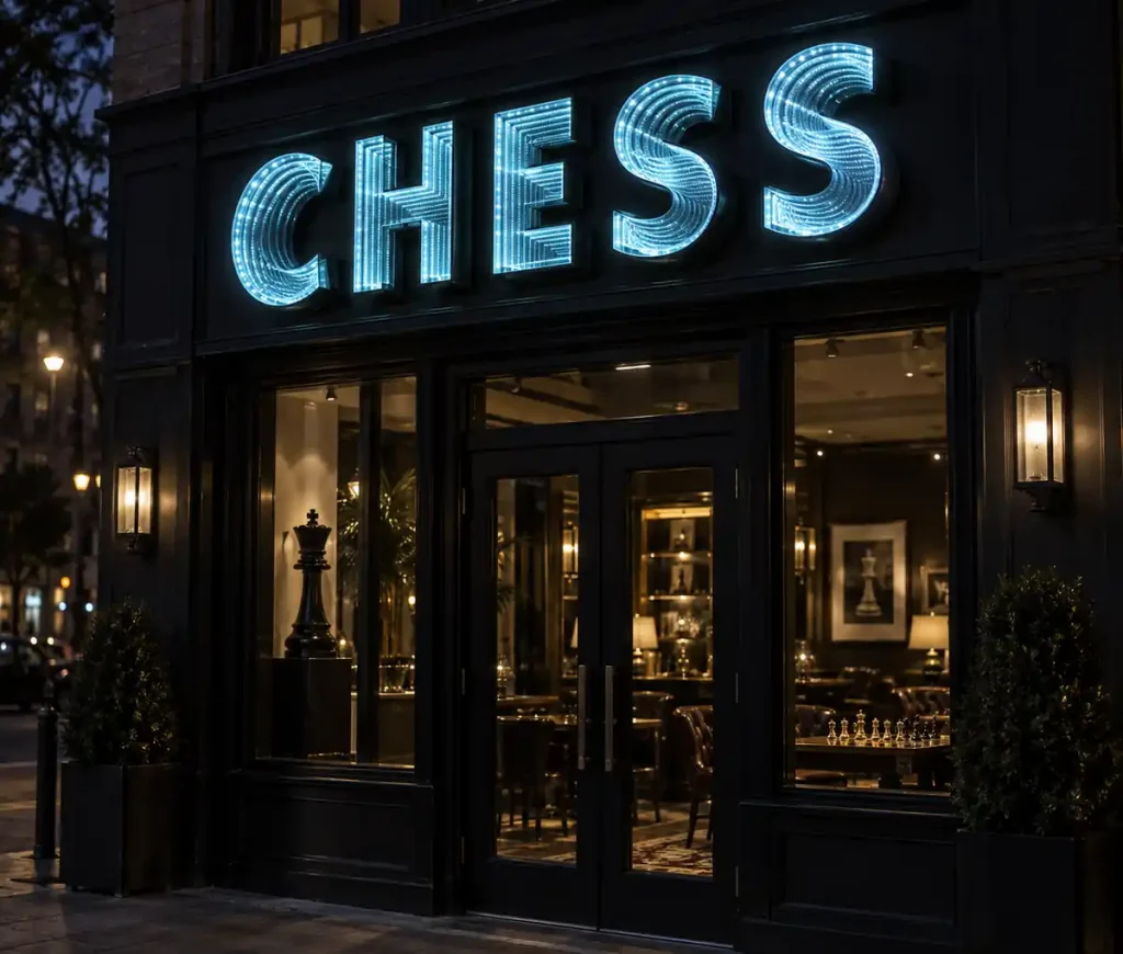 Chess Club Infinity Mirror Letters — Day sample
