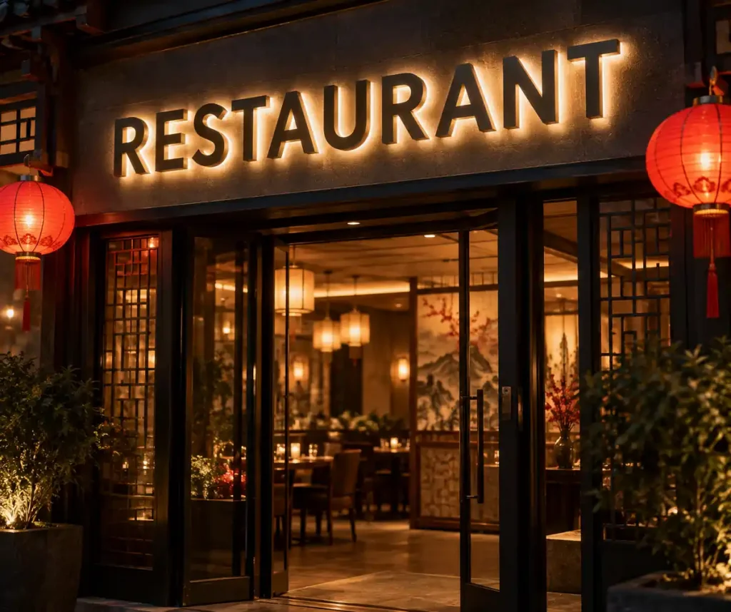 Chinese Restaurant Halo Lit Channel Letters — Day sample