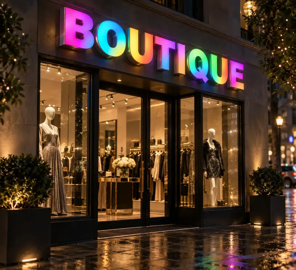 Clothing Boutique Dynamic Luminous Sign — Day sample