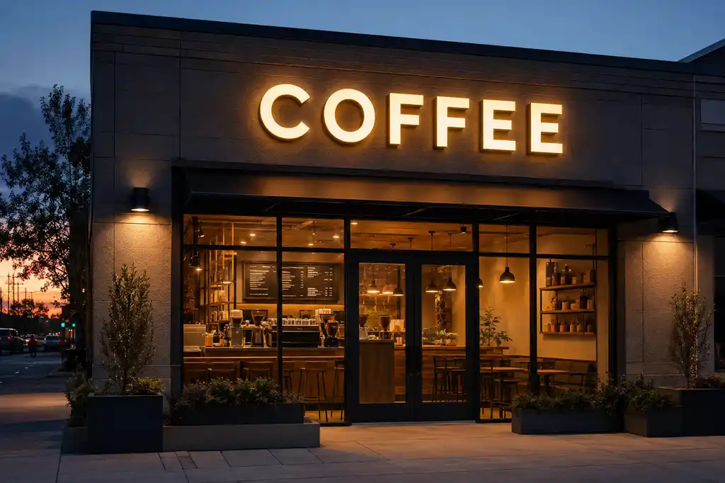 Coffee Shop Channel Letters — Day sample