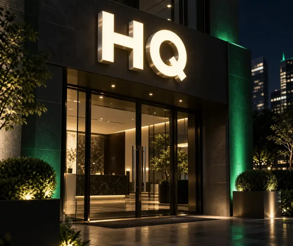 Corporate HQ Front Lit Channel Letters — Day sample