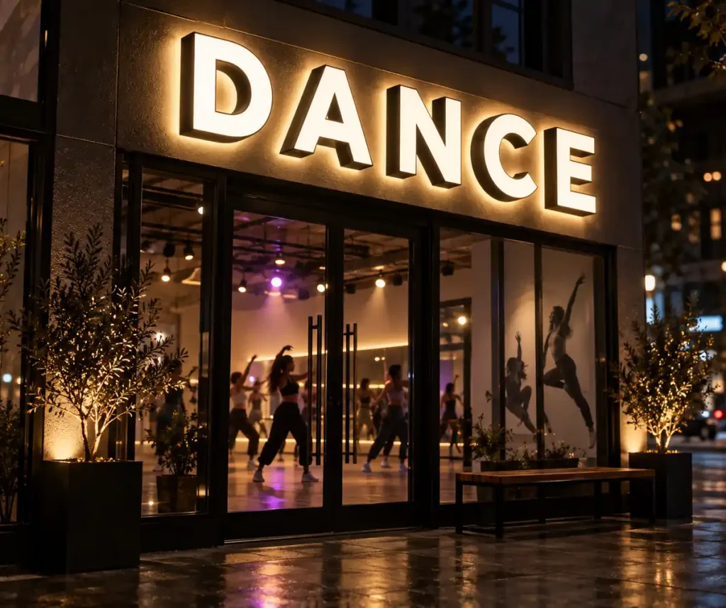 Dance Studio Front and Back Lit Sign — Day sample