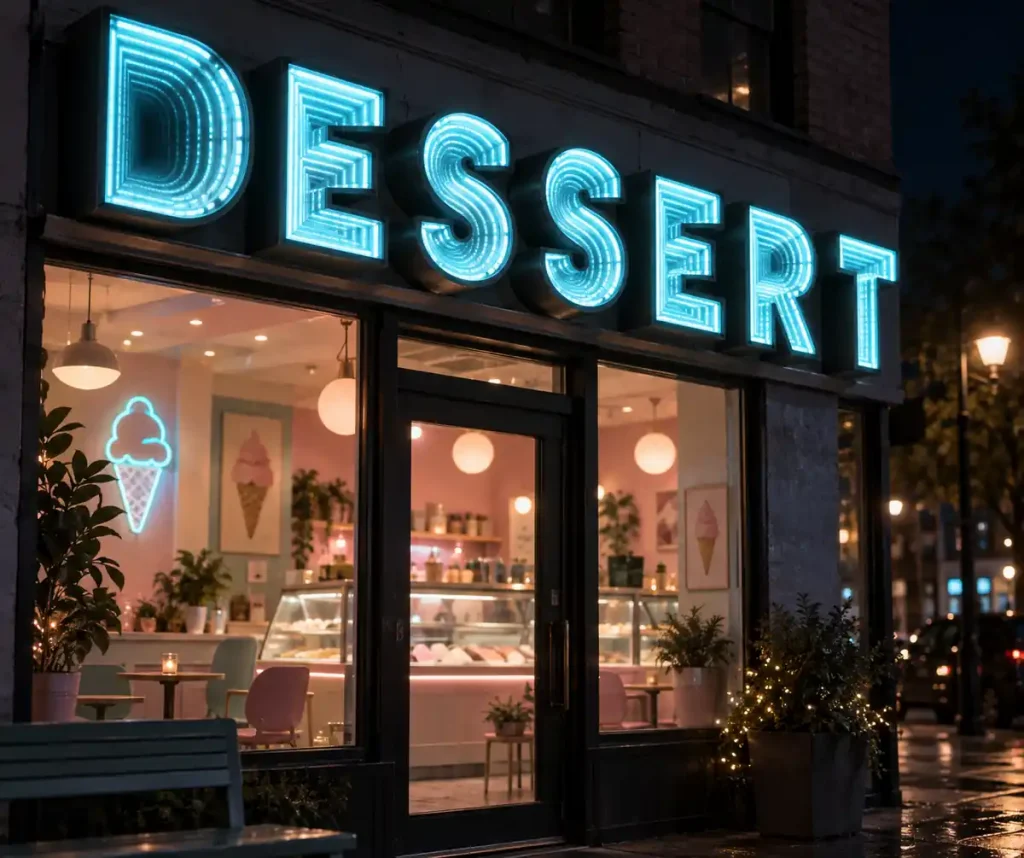 Ice Cream & Dessert Infinity Mirror Letters — Day sample