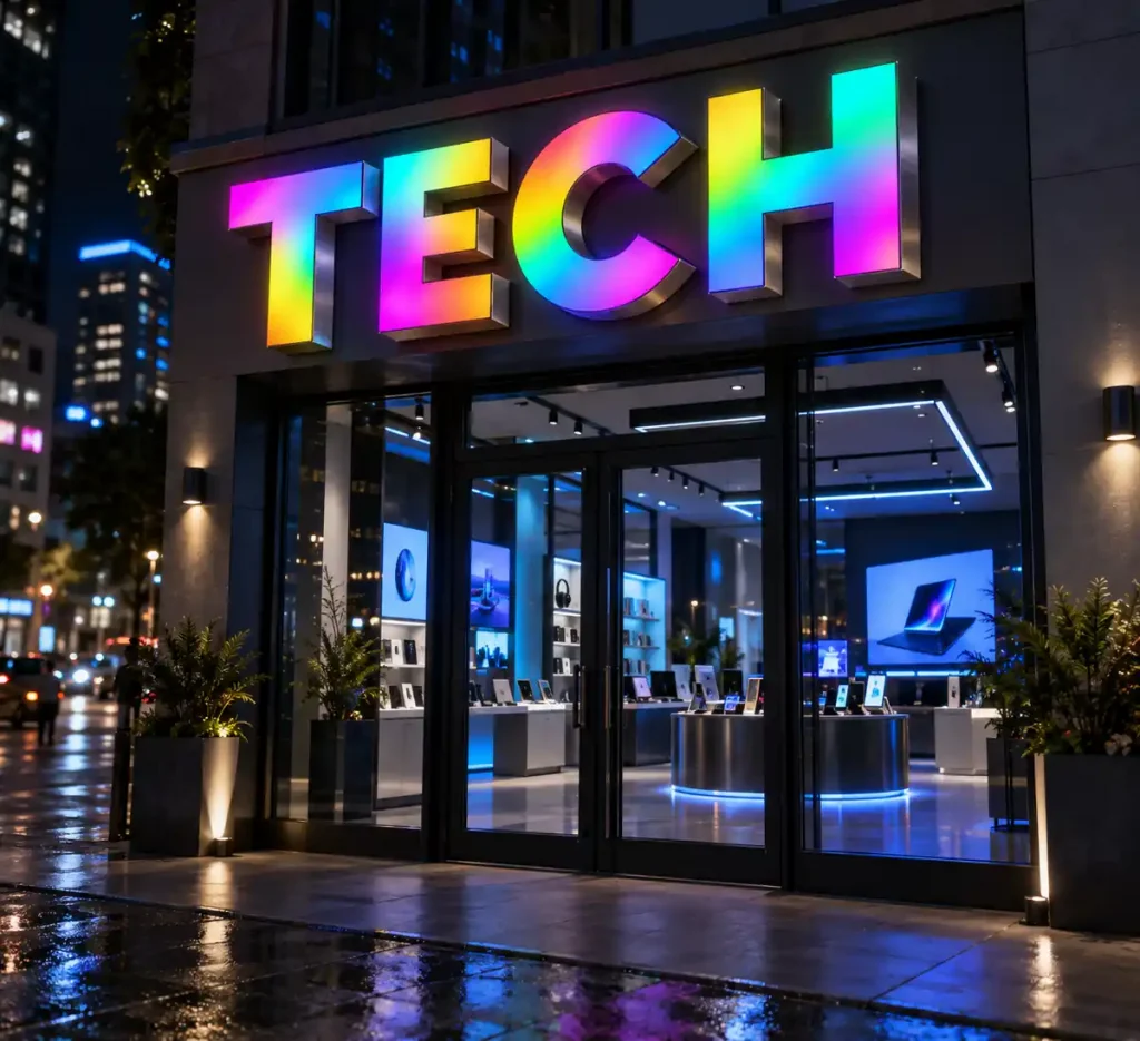 Electronics Store Dynamic Luminous Sign — Day sample