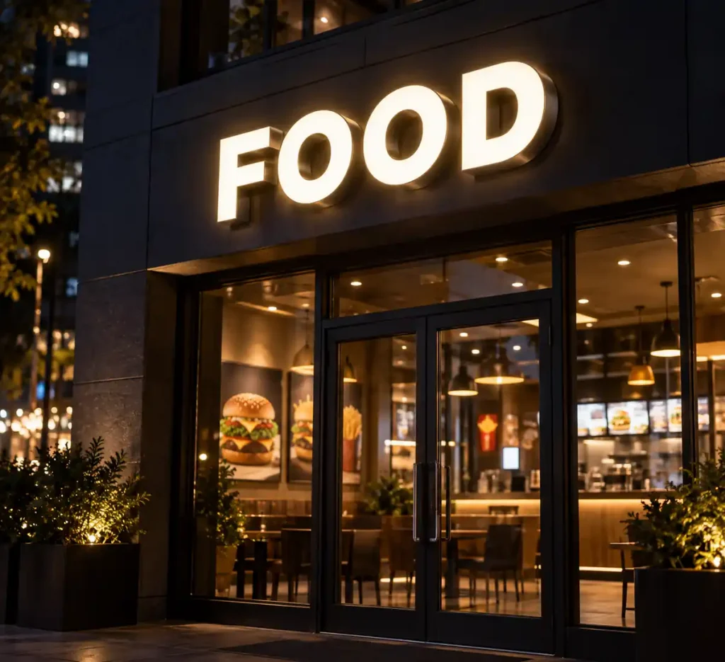 Fast Food Front Lit Channel Letters — Day sample