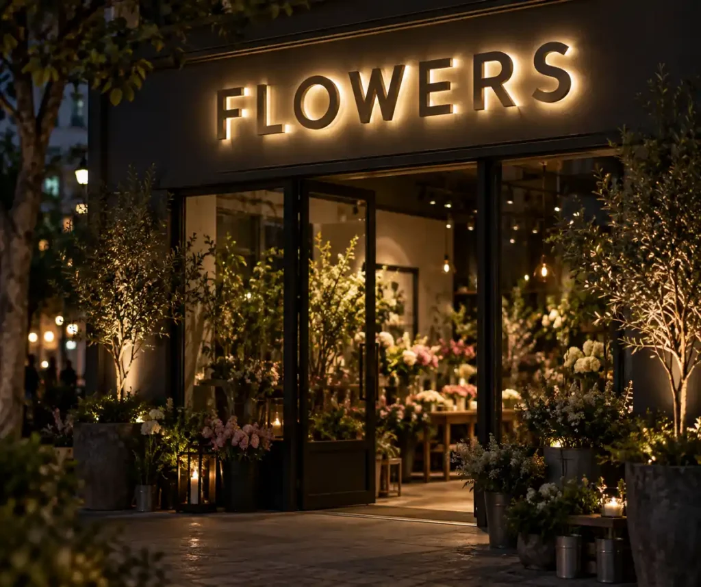 Florist Halo Lit Channel Letters — Day sample