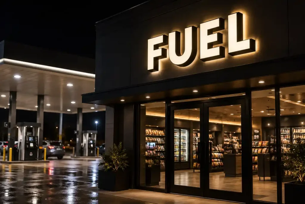Gas Station Front and Back Lit Sign — Day sample