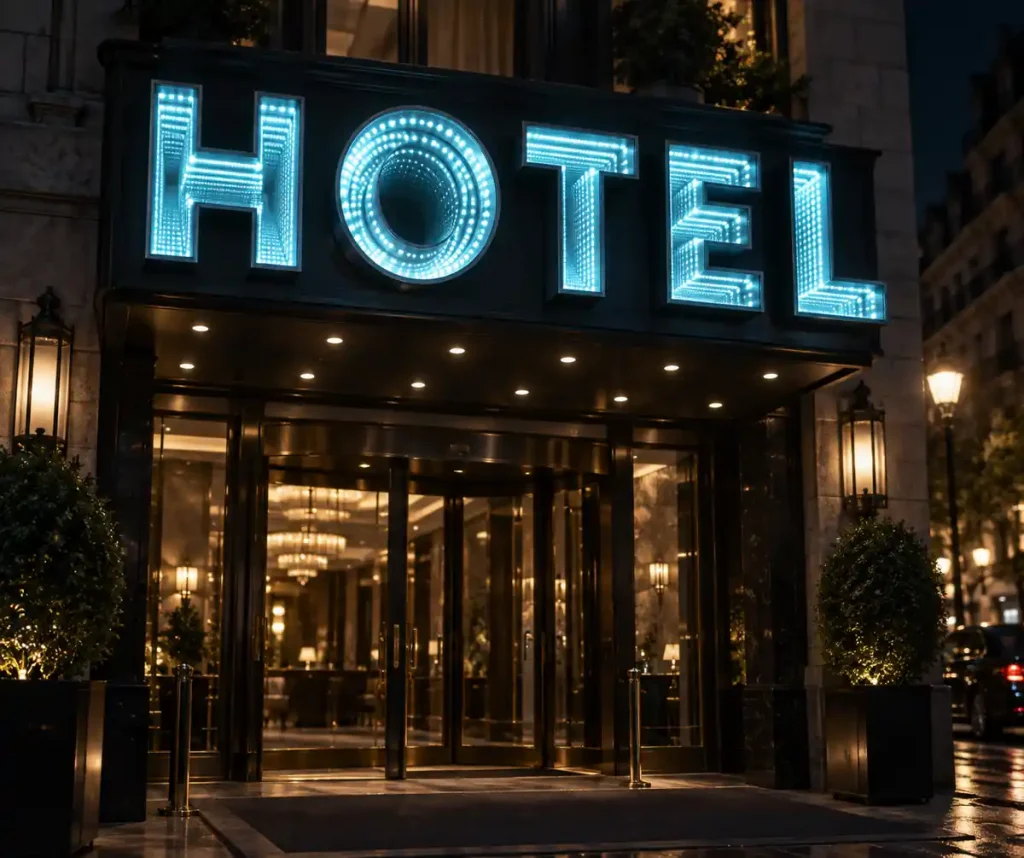 Hotel Infinity Mirror Letters — Day sample