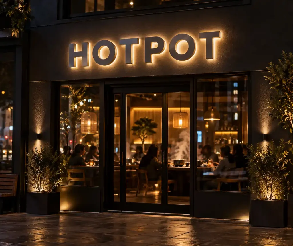Hotpot Halo Lit Channel Letters — Day sample