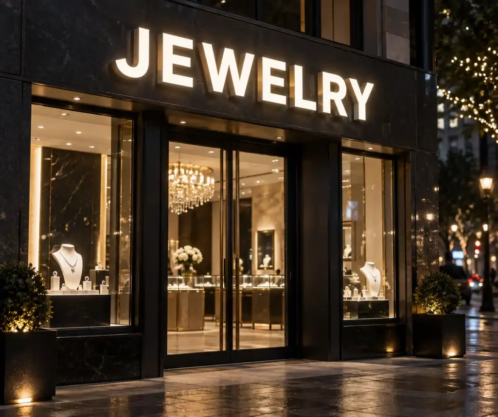 Jewelry Store Front Lit Channel Letters — Day sample