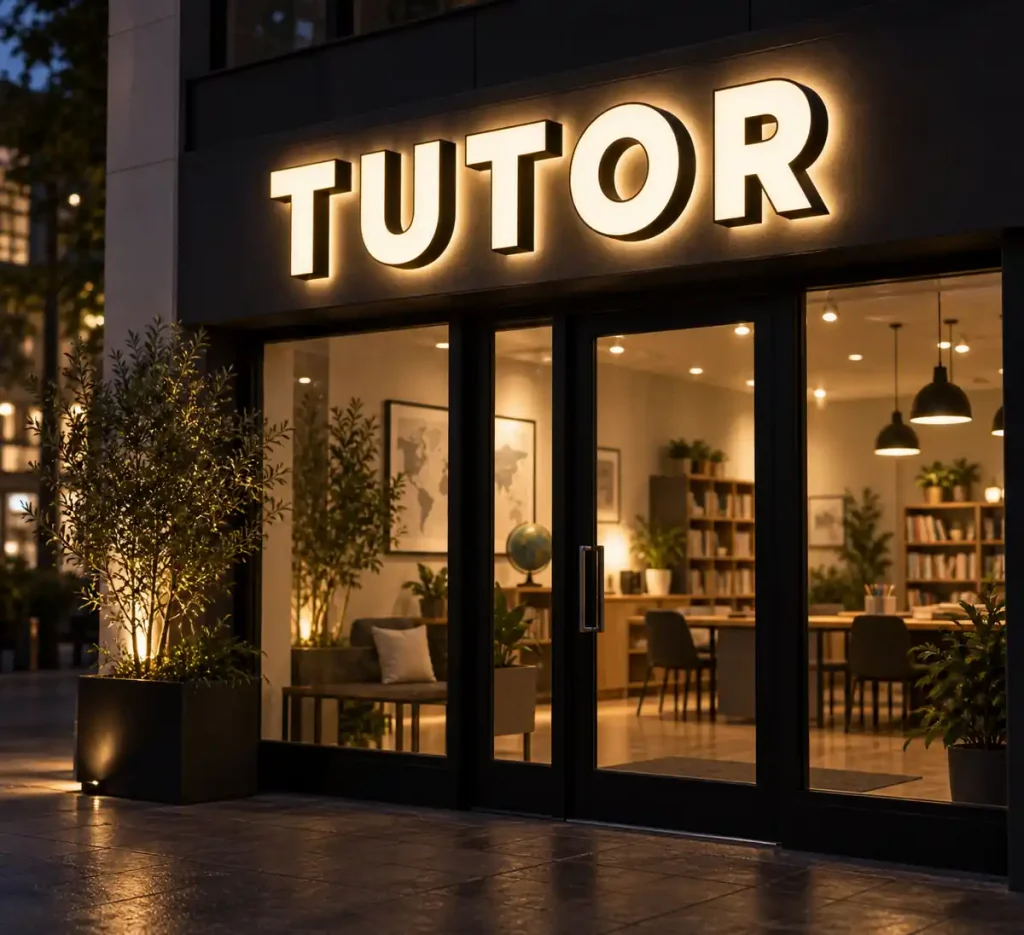 K-12 Tutoring Front and Back Lit Sign — Day sample